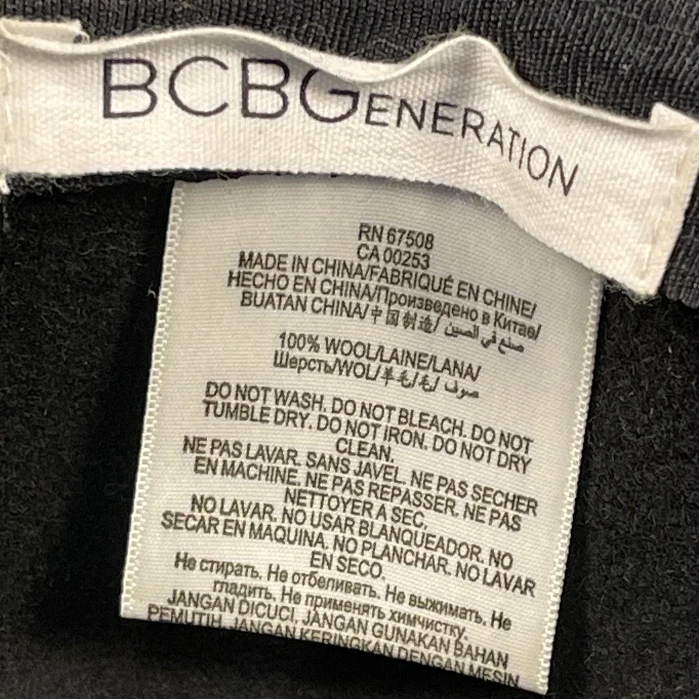 BCBGeneration Black Wool Wide Brim Womens Hat Chain Band Free Spirit Boho M